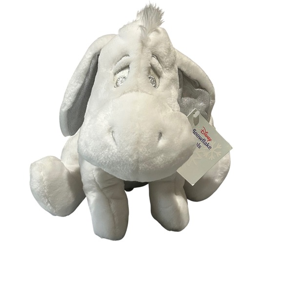 Disney Store Eeyore Plush Snowflake Pals White Silver Accents NWT - Picture 1 of 8
